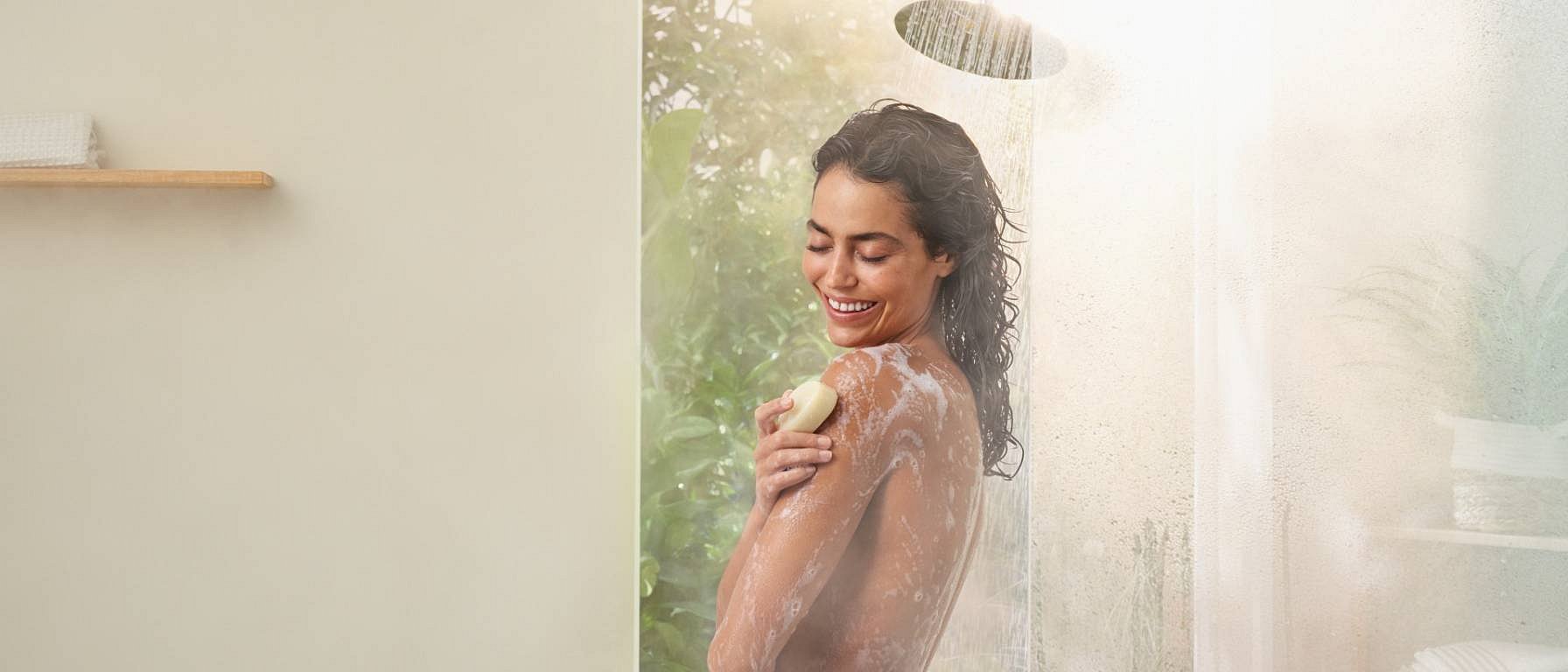 woman in shower
