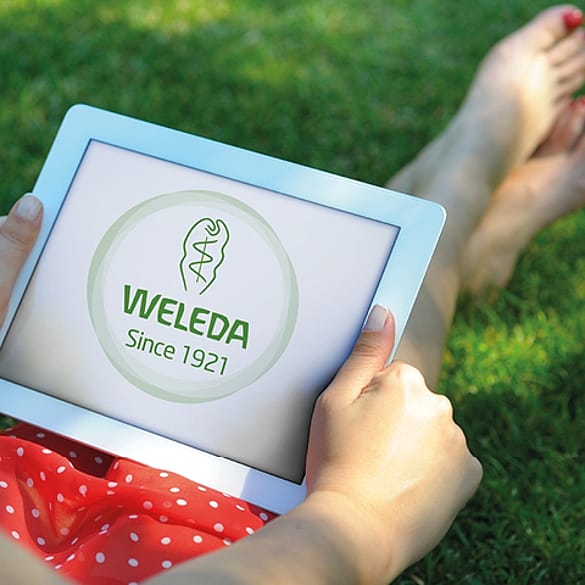 Ancien logo Weleda sur un iPad