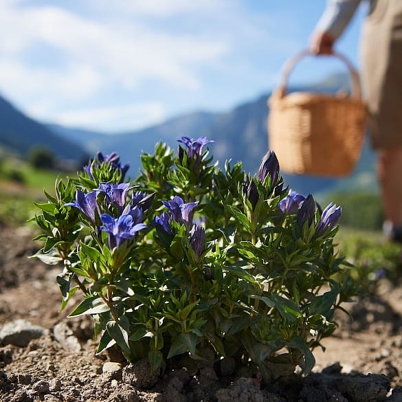 Blauwe gentiaan in Zwitserse Alpen